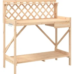 Discount vidaXL Planteringsbord med spaljé massivt granträ Naturfärg
