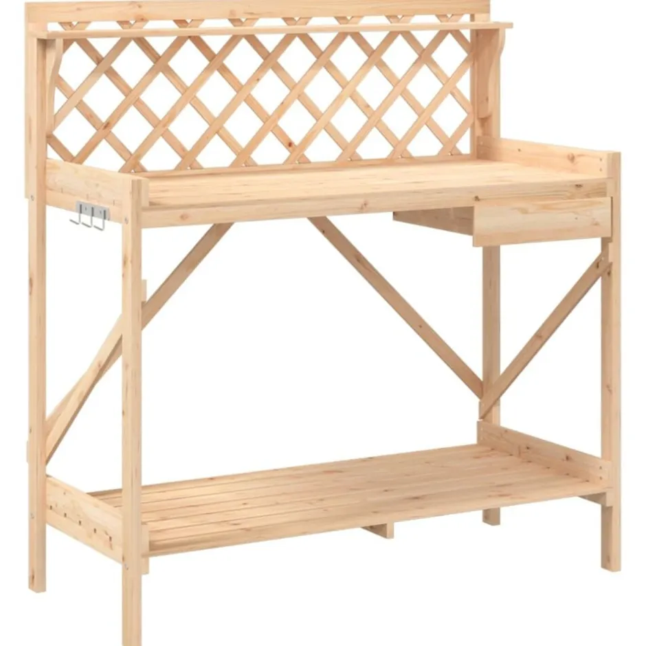 Discount vidaXL Planteringsbord med spaljé massivt granträ Naturfärg