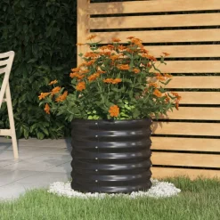 vidaXL Planteringskruka galvaniserat stål 40x40x36 cm antracit