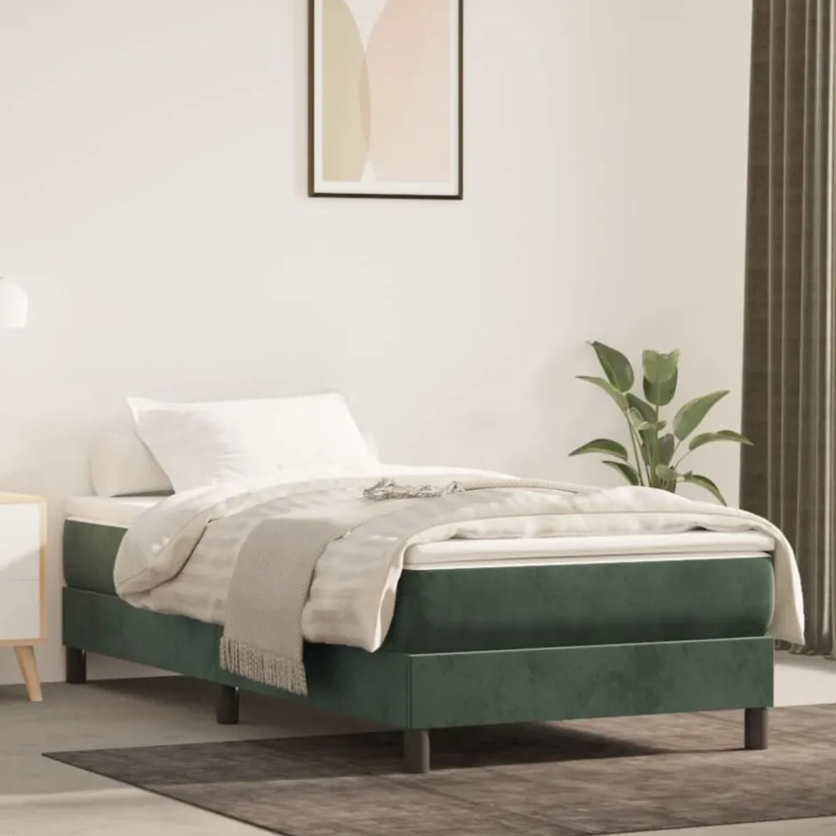 vidaXL Pocketresårmadrass medium 80x200x20 cm sammet Mörkgrön