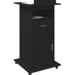 vidaXL Podium med låda Svart Ek 55 x 55 x 107 cm Konstruerat trä