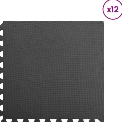 Sale vidaXL Pool grundmatta 12 pcs 4,32 ㎡ EVA-skum Svart