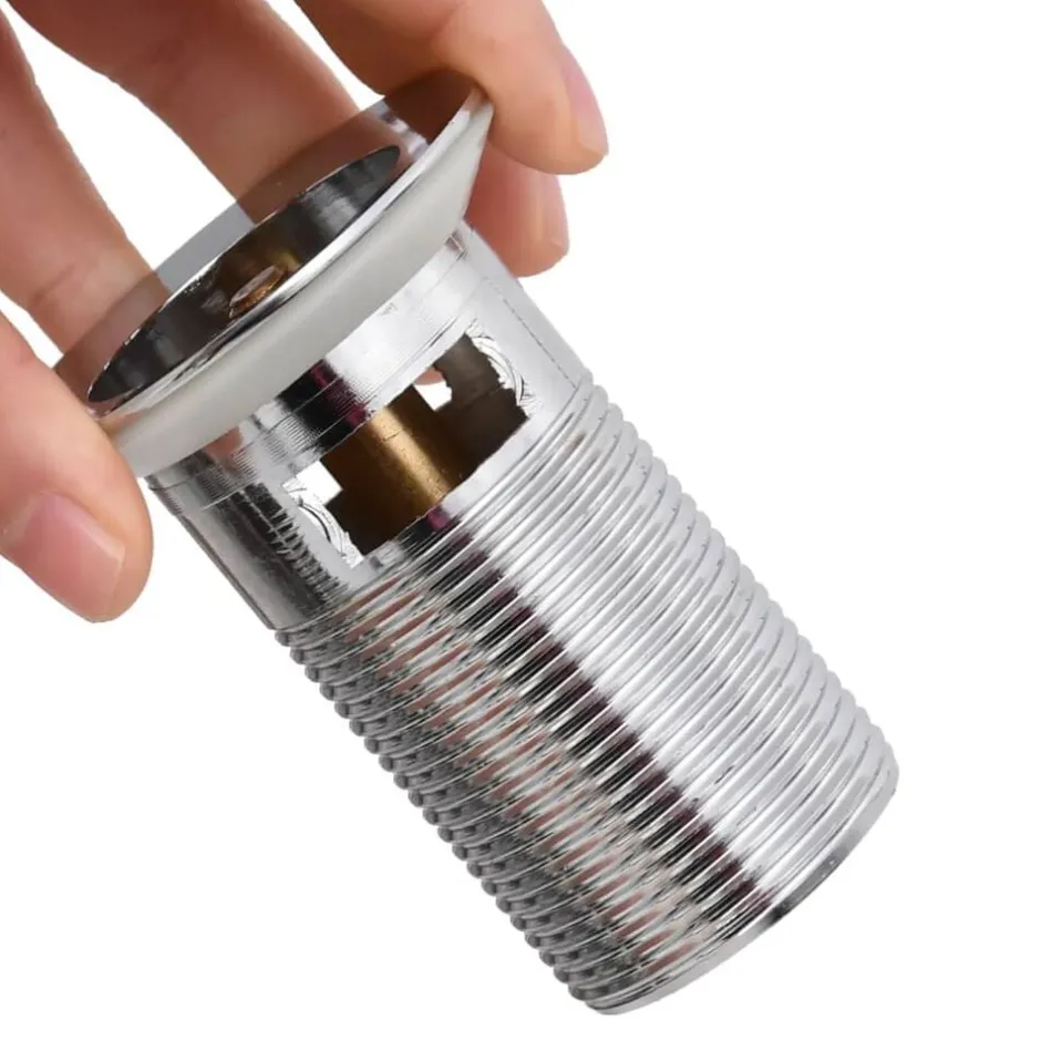 vidaXL Pop-up bottenventil med överflödesfunktion 6,4x6,4x9,1 cm Krom