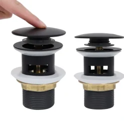 vidaXL Pop-up bottenventil med överflödesfunktion 6,4x6,4x9,1 cm Svart