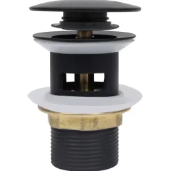 vidaXL Pop-up bottenventil med överflödesfunktion 6,4x6,4x9,1 cm Svart