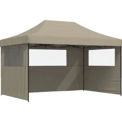 vidaXL Pop-Up hopfällbart partytält med 3 sidoväggar taupe