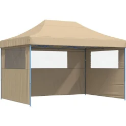 vidaXL Pop-Up hopfällbart partytält med 3 sidoväggar beige