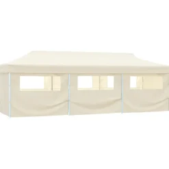 Discount vidaXL Pop-Up hopfällbart partytält med 8 sidoväggar gräddvit 870x291x315 cm Kräm