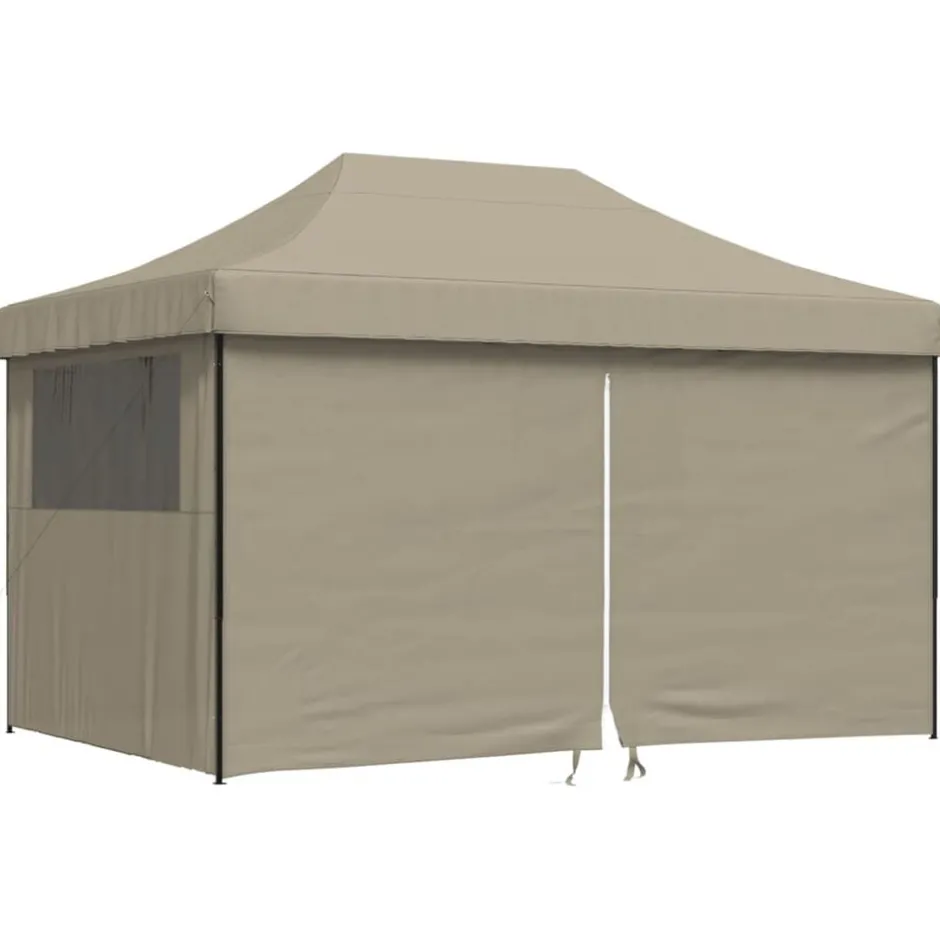 New vidaXL Pop-Up hopfällbart partytält med 4 sidoväggar Taupe