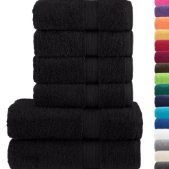Online vidaXL Premium handdukar 6 st SOLUND 600 gsm Svart