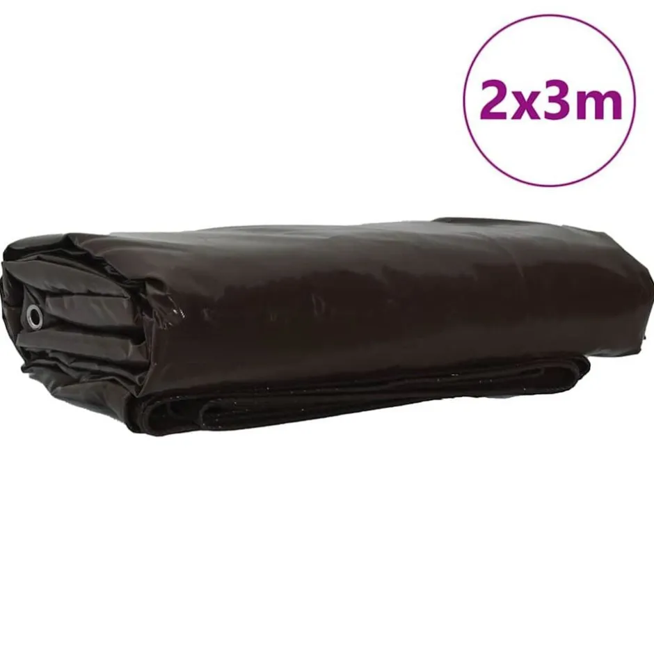 Clearance vidaXL Presenning 650g / m² 2 x 3 m Canvas med PVC-beläggning Brun