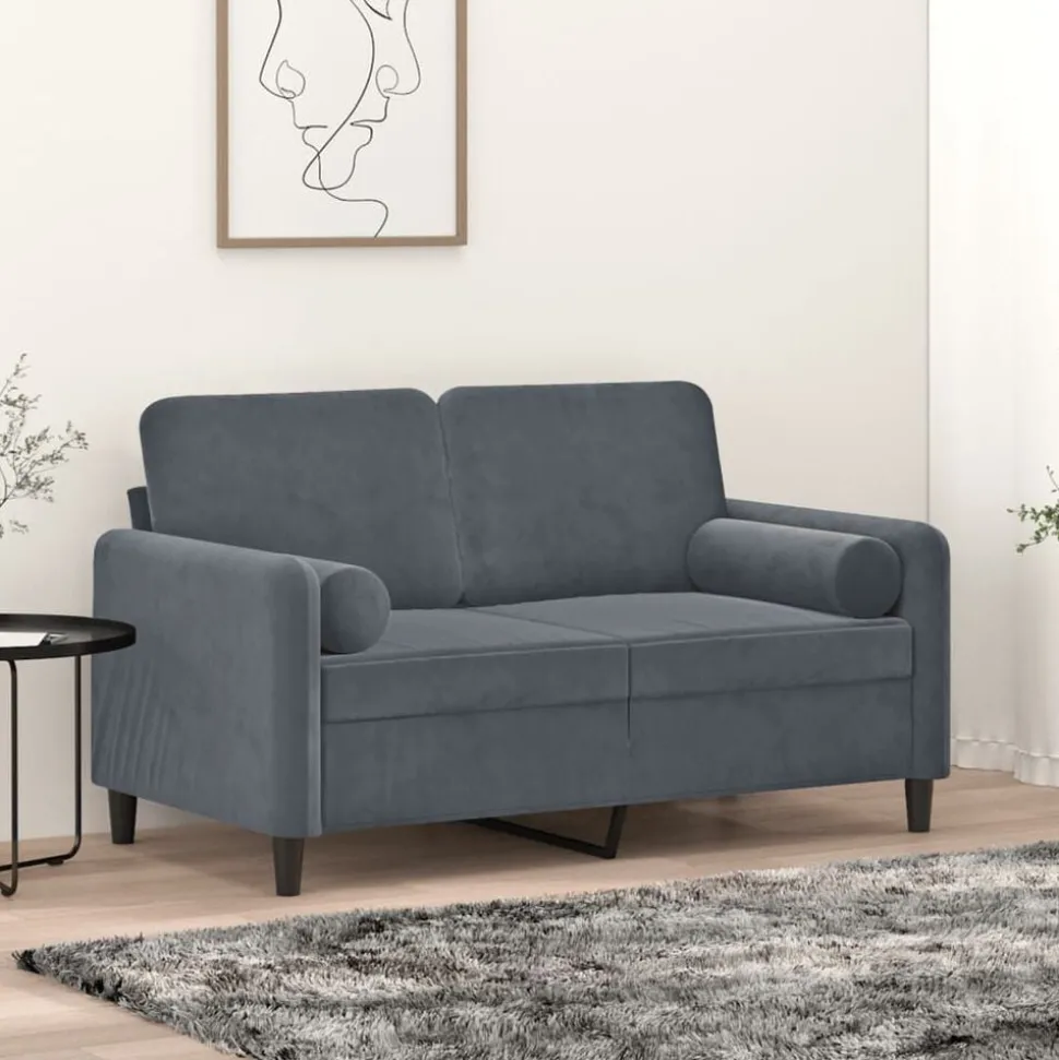 vidaXL Prydnadskuddar 2 st mörkgrå Ø15x50 cm sammet