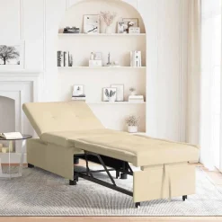 New vidaXL Pull Out Sofa Bed 194 x 50 x 82 cm tyg Kräm