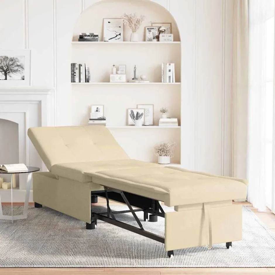 New vidaXL Pull Out Sofa Bed 194 x 50 x 82 cm tyg Kräm