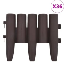 vidaXL Rabattkant 36 st brun 10 m PP