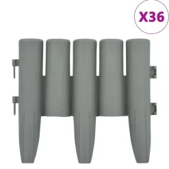 New vidaXL Rabattkant 36 st 10 m PP Grå