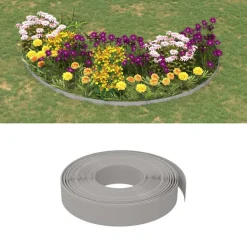 vidaXL Rabattkant grå 10 m 10 cm polyeten