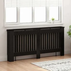 vidaXL Radiatorlock Svart Ek 172 x 19 x 81,5 cm Konstruerat trä