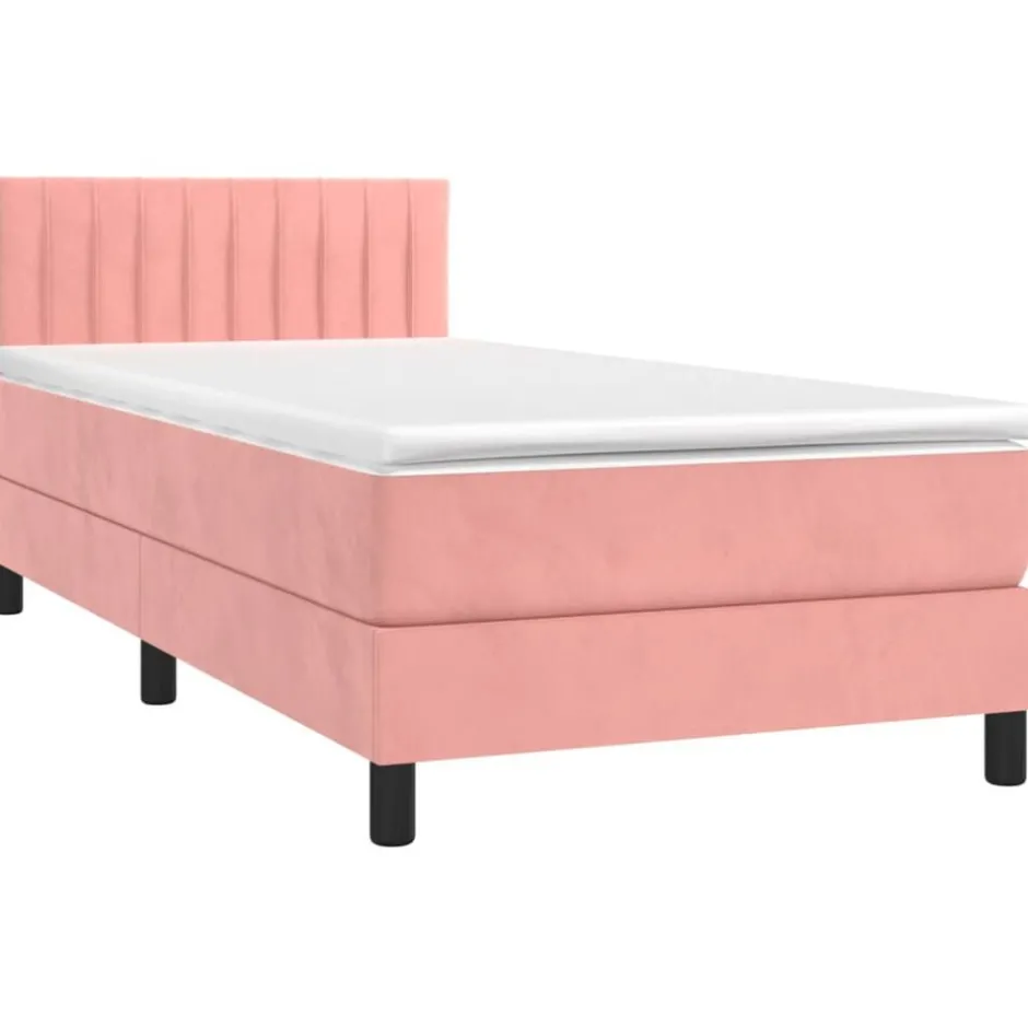 Clearance vidaXL Ramsäng med madrass 80x200 cm sammet Rosa