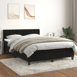 Online vidaXL Ramsäng med madrass 140x200 cm sammet Svart