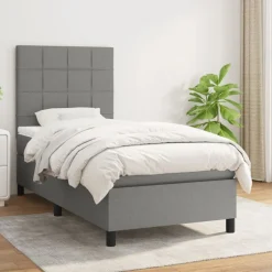 Hot vidaXL Ramsäng med madrass 90x190 cm tyg Mörkgrå