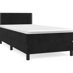 vidaXL Ramsäng med madrass svart 90x190 cm sammet