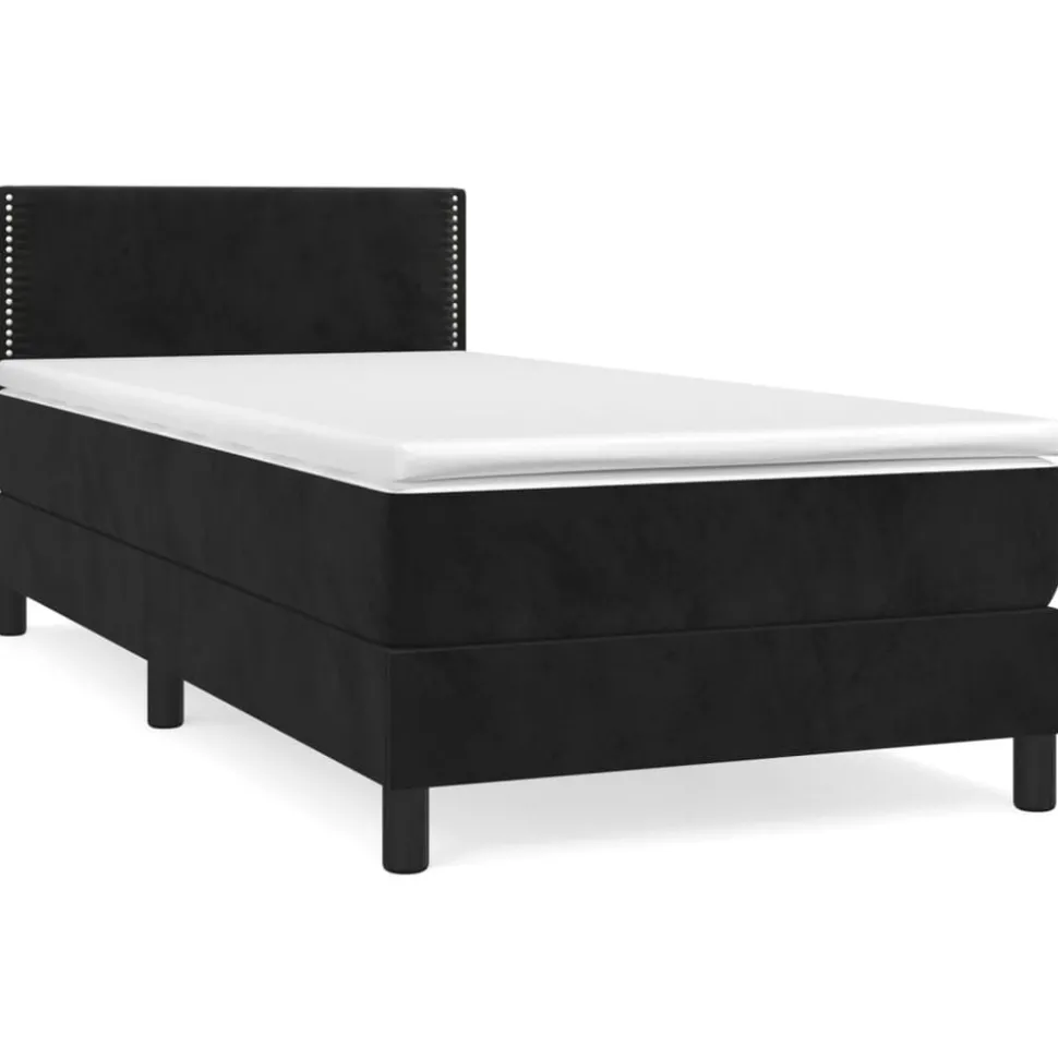 vidaXL Ramsäng med madrass svart 90x190 cm sammet