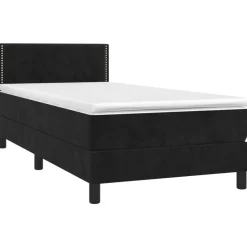 vidaXL Ramsäng med madrass svart 90x190 cm sammet
