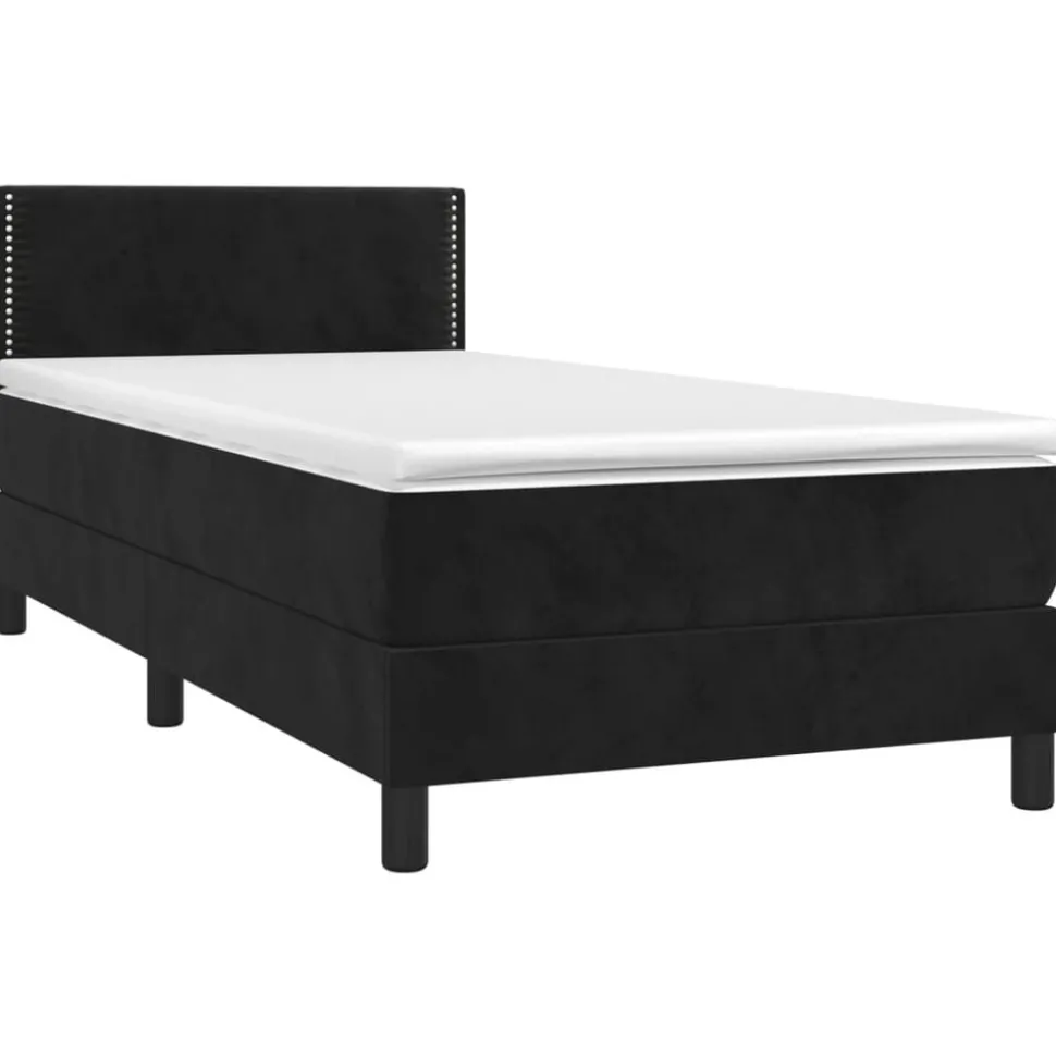vidaXL Ramsäng med madrass svart 90x190 cm sammet