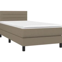 vidaXL Ramsäng med madrass & LED taupe 80x200 cm tyg