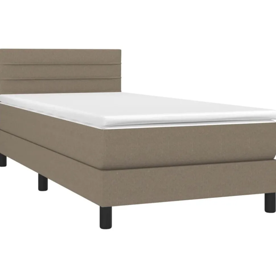 vidaXL Ramsäng med madrass & LED taupe 80x200 cm tyg