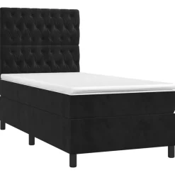 vidaXL Ramsäng med madrass svart 80x200 cm sammet