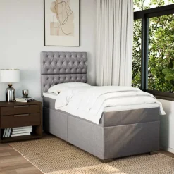 vidaXL Ramsäng med madrass taupe 80x200 cm tyg