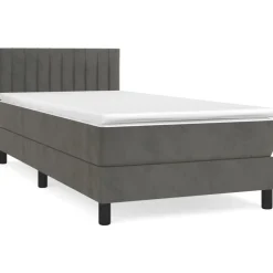 vidaXL Ramsäng med madrass mörkgrå 80x200 cm sammet