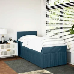 vidaXL Ramsäng med madrass blå 80x200 cm sammet