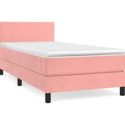 vidaXL Ramsäng med madrass rosa 80x200 cm sammet
