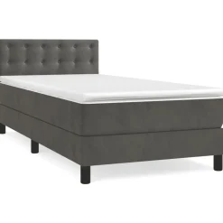 vidaXL Ramsäng med madrass mörkgrå 80x200 cm sammet