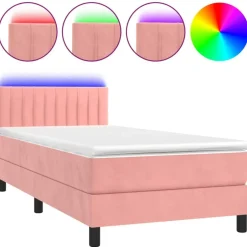 Discount vidaXL Ramsäng med madrass & LED 80x200 cm sammet Rosa