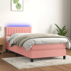 Discount vidaXL Ramsäng med madrass & LED 80x200 cm sammet Rosa