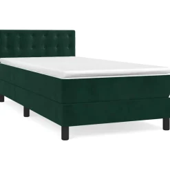 vidaXL Ramsäng med madrass mörkgrön 80x200 cm sammet