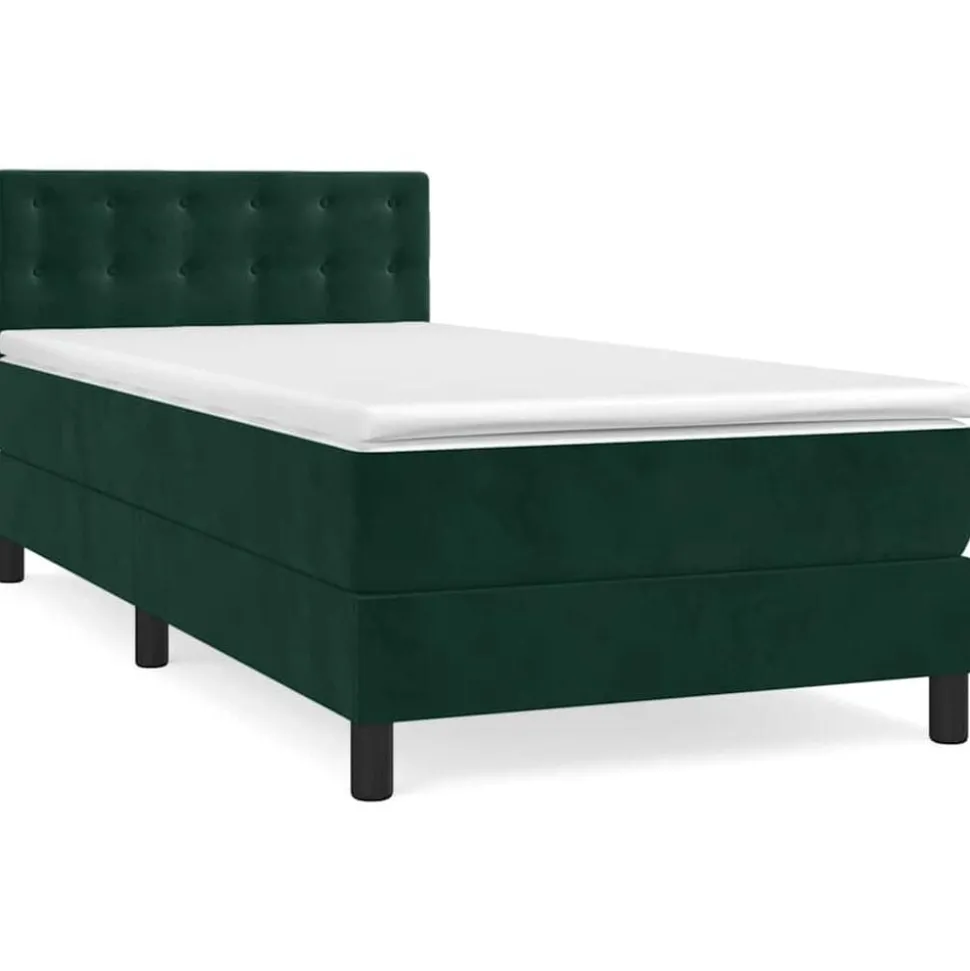 vidaXL Ramsäng med madrass mörkgrön 80x200 cm sammet