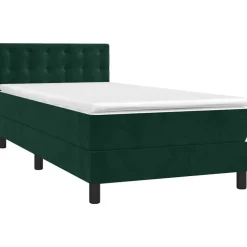 vidaXL Ramsäng med madrass mörkgrön 80x200 cm sammet