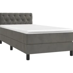 vidaXL Ramsäng med madrass mörkgrå 80x200 cm sammet