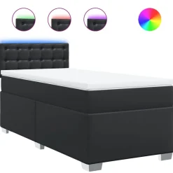 vidaXL Ramsäng med madrass svart 80x200 cm konstläder