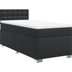 vidaXL Ramsäng med madrass svart 80x200 cm konstläder