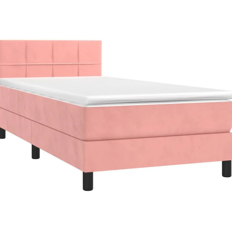 vidaXL Ramsäng med madrass rosa 80x200 cm sammet