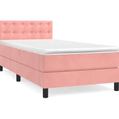 vidaXL Ramsäng med madrass rosa 80x200 cm sammet
