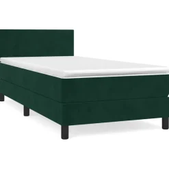 Outlet vidaXL Ramsäng med madrass 80x200 cm sammet Mörkgrön