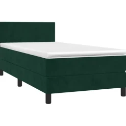 Outlet vidaXL Ramsäng med madrass 80x200 cm sammet Mörkgrön