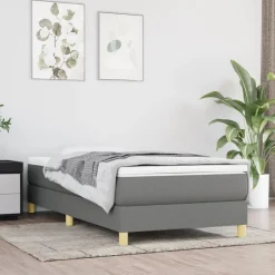 vidaXL Ramsäng med madrass mörkgrå 80x200 cm tyg
